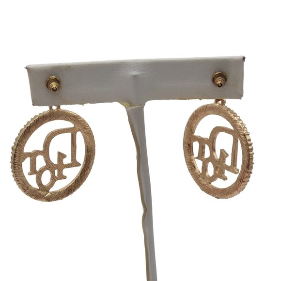 Christian Dior Rhinestone Circle Designer Monogram Earrings - Picture 3 of 7